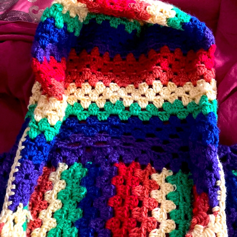 NWOT GRANDMA WOOL HAND CROCHET COAT OF MANY COLORS/UNISEX